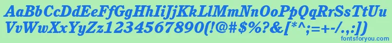 ItcCushingLtHeavyItalic Font – Blue Fonts on Green Background