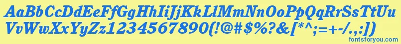 ItcCushingLtHeavyItalic Font – Blue Fonts on Yellow Background
