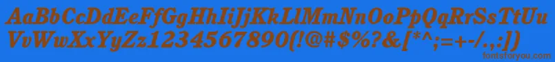 Czcionka ItcCushingLtHeavyItalic – brązowe czcionki na niebieskim tle