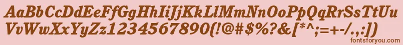 Fonte ItcCushingLtHeavyItalic – fontes marrons em um fundo rosa
