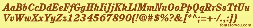 ItcCushingLtHeavyItalic Font – Brown Fonts on Yellow Background