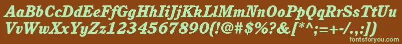 ItcCushingLtHeavyItalic Font – Green Fonts on Brown Background