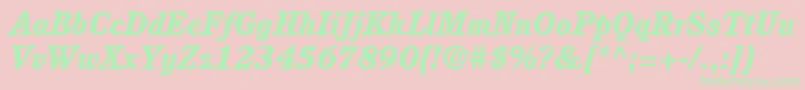 ItcCushingLtHeavyItalic Font – Green Fonts on Pink Background