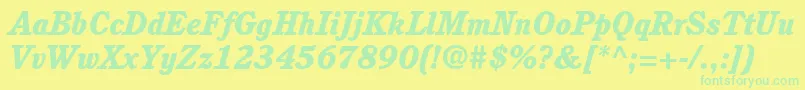 ItcCushingLtHeavyItalic Font – Green Fonts on Yellow Background