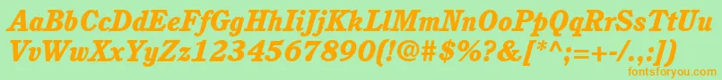 ItcCushingLtHeavyItalic Font – Orange Fonts on Green Background