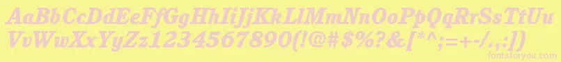 ItcCushingLtHeavyItalic Font – Pink Fonts on Yellow Background