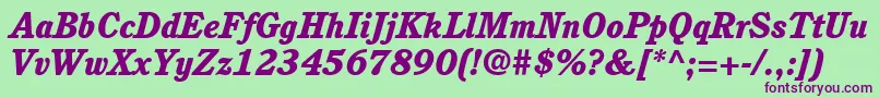 ItcCushingLtHeavyItalic Font – Purple Fonts on Green Background