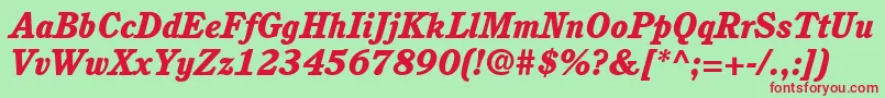 ItcCushingLtHeavyItalic-Schriftart – Rote Schriften auf grünem Hintergrund