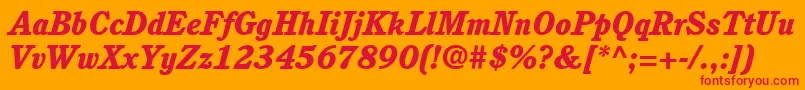 ItcCushingLtHeavyItalic Font – Red Fonts on Orange Background