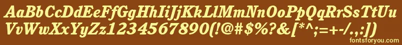 ItcCushingLtHeavyItalic Font – Yellow Fonts on Brown Background