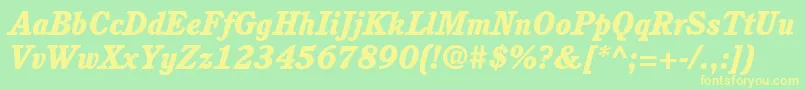 ItcCushingLtHeavyItalic Font – Yellow Fonts on Green Background