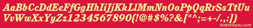 ItcCushingLtHeavyItalic Font – Yellow Fonts on Red Background