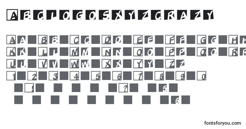 Abclogosxyzcrazy-fontti – aakkoset, numerot, erikoismerkit