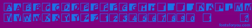 Abclogosxyzcrazy-fontti – siniset fontit violetilla taustalla