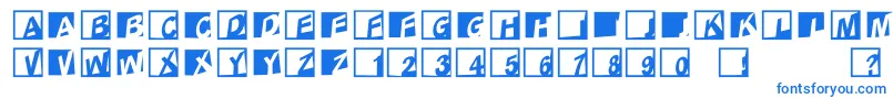 フォントAbclogosxyzcrazy – 白い背景に青い文字