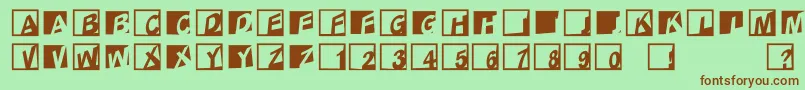Abclogosxyzcrazy-fontti – ruskeat fontit vihreällä taustalla
