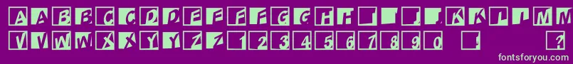 フォントAbclogosxyzcrazy – 紫の背景に緑のフォント