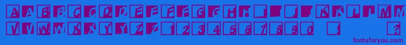フォントAbclogosxyzcrazy – 紫色のフォント、青い背景