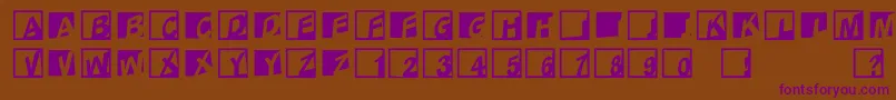 Abclogosxyzcrazy-fontti – violetit fontit ruskealla taustalla