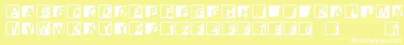 Abclogosxyzcrazy-fontti – valkoiset fontit keltaisella taustalla