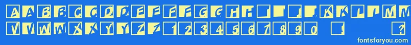 Abclogosxyzcrazy-fontti – keltaiset fontit sinisellä taustalla