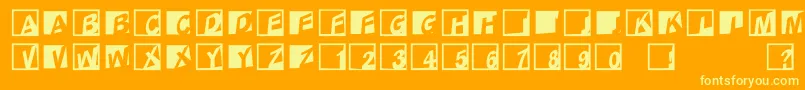 Abclogosxyzcrazy-Schriftart – Gelbe Schriften auf orangefarbenem Hintergrund