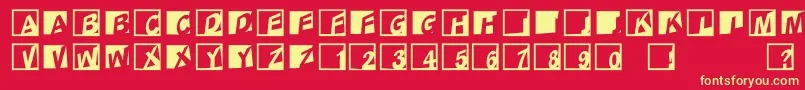 Abclogosxyzcrazy-fontti – keltaiset fontit punaisella taustalla