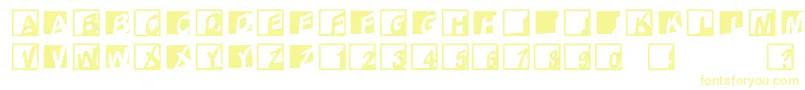 Abclogosxyzcrazy-Schriftart – Gelbe Schriften auf weißem Hintergrund