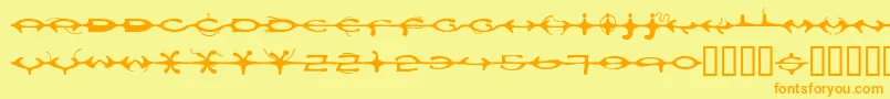 DnaAd-Schriftart – Orangefarbene Schriften auf gelbem Hintergrund