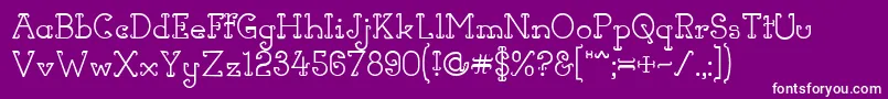 HornsOfDilemma-fontti – valkoiset fontit violetilla taustalla