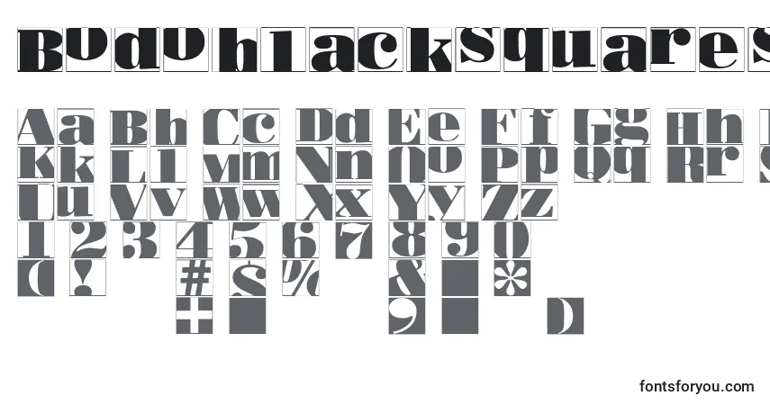 Schriftart Bodoblacksquaresinvers – Alphabet, Zahlen, spezielle Symbole
