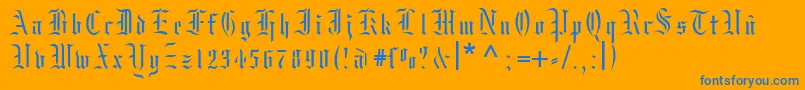 Moksrg Font – Blue Fonts on Orange Background