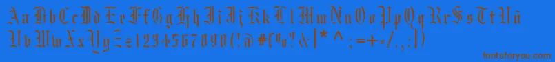 Saiba mais sobre a fonte Moksrg Fonte Moksrg – fontes marrons em um fundo azul