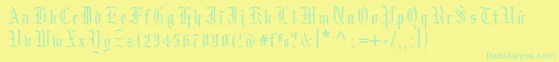 Moksrg Font – Green Fonts on Yellow Background