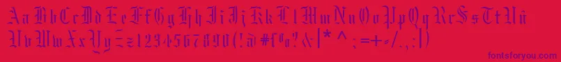 フォントMoksrg – 赤い背景に紫のフォント
