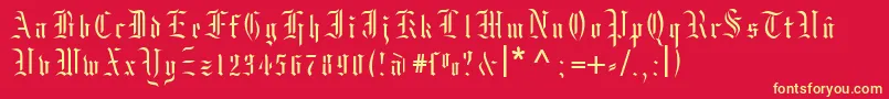 Moksrg Font – Yellow Fonts on Red Background
