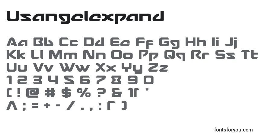 Usangelexpand-fontti – aakkoset, numerot, erikoismerkit