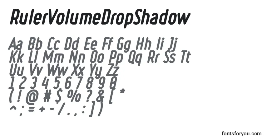 Schriftart RulerVolumeDropShadow – Alphabet, Zahlen, spezielle Symbole