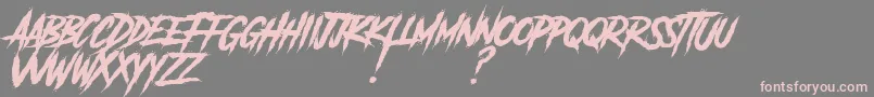 フォントAnotherDangerSlantedDemo – 灰色の背景にピンクのフォント