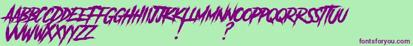 AnotherDangerSlantedDemo-Schriftart – Violette Schriften auf grünem Hintergrund