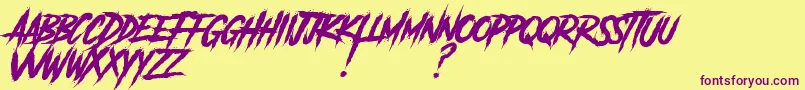 AnotherDangerSlantedDemo Font – Purple Fonts on Yellow Background