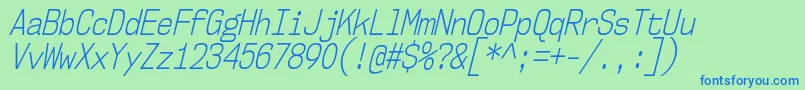 Nk57MonospaceCdLtIt Font – Blue Fonts on Green Background