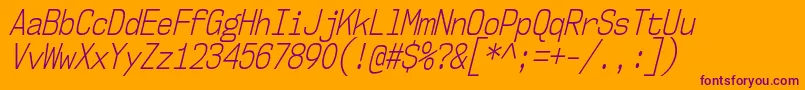 Nk57MonospaceCdLtIt Font – Purple Fonts on Orange Background