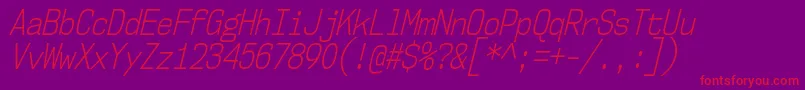 Nk57MonospaceCdLtIt Font – Red Fonts on Purple Background