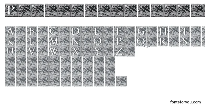 Шрифт Pompadourinitials – алфавит, цифры, специальные символы
