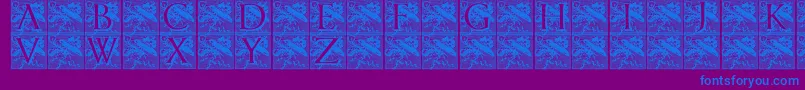 フォントPompadourinitials – 紫色の背景に青い文字
