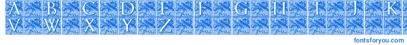 Pompadourinitials-Schriftart – Blaue Schriften auf weißem Hintergrund