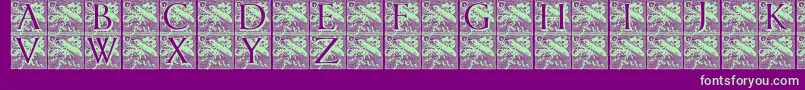 Pompadourinitials-fontti – vihreät fontit violetilla taustalla