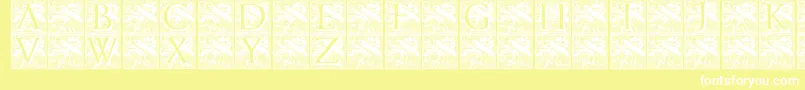 Czcionka Pompadourinitials – białe czcionki na żółtym tle