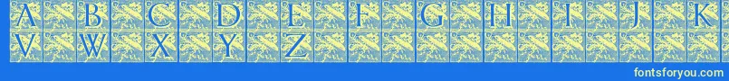 Fonte Pompadourinitials – fontes amarelas em um fundo azul